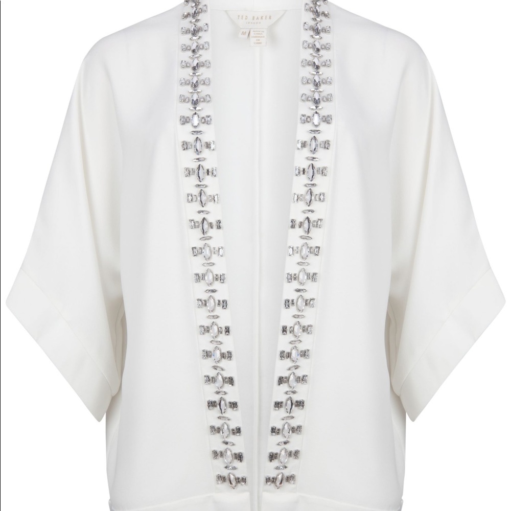 Ted Baker Vileza White Embroidered Blazer Jacket Kimono
